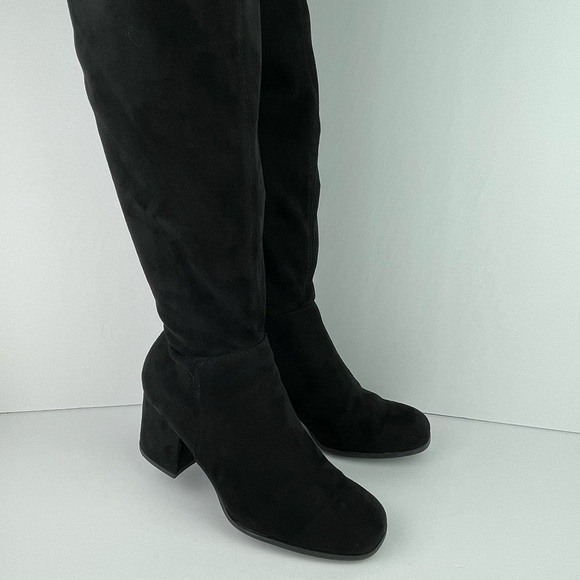 Christian Siriano for Payless Black Suede over the knee, chunky heel, zip boot